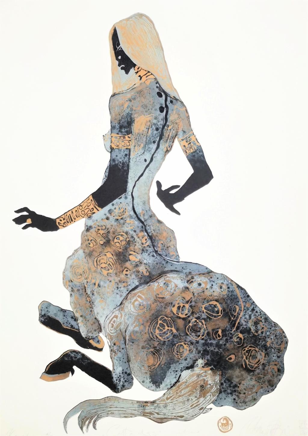 《人身半马座》套色刻纸版画 70X100cm 阿丽娜•基斯利亚克 《人身半马座》套色刻纸版画 70X100cm 阿丽娜•基斯利亚克