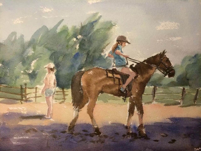 王赟平水彩画亮相嘉兴市图书馆