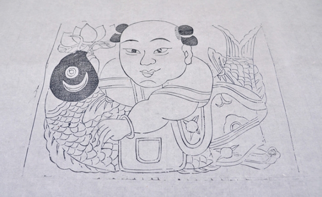 现场制作的年画成品